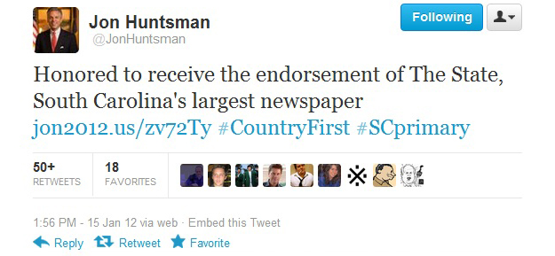 Huntsman last Tweet