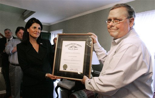 Back in October, Nikki Haley gave Jim the Order of the Palmetto -- which frankly made me feel better about Nikki than I had in awhile.