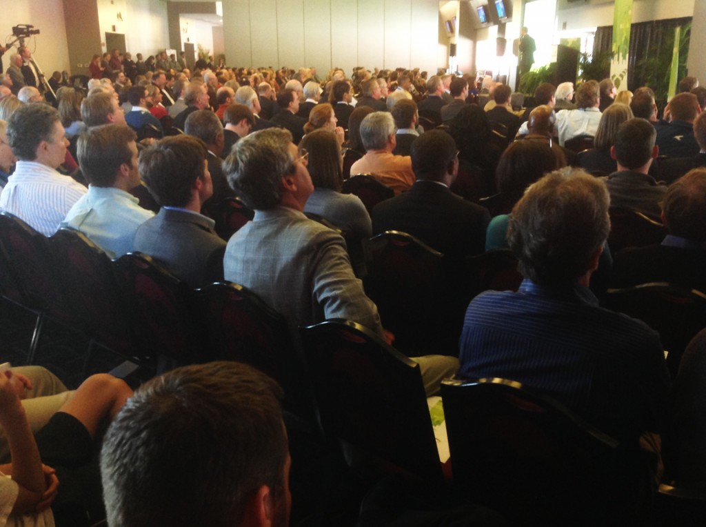 This empty seat was one of the few at the event -- and lots of folks were standing at the back.