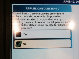 One of the questions on my ballot. (Sorry about the glare.)