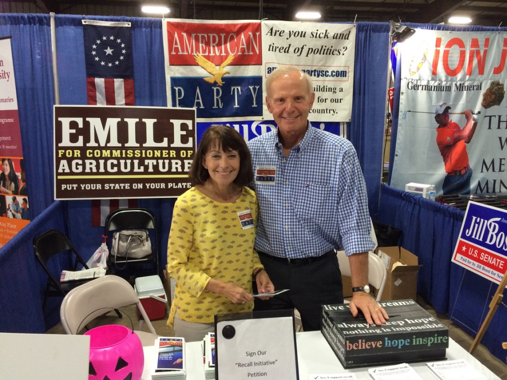 Sue and Jim Rex, at the American Party booth at the SC State Fair.