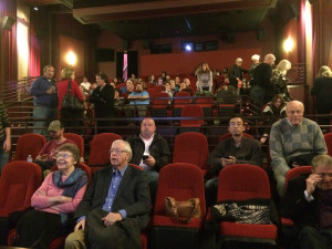 The few, the intensely interested: About a third of the audience stayed for the panel discussion.