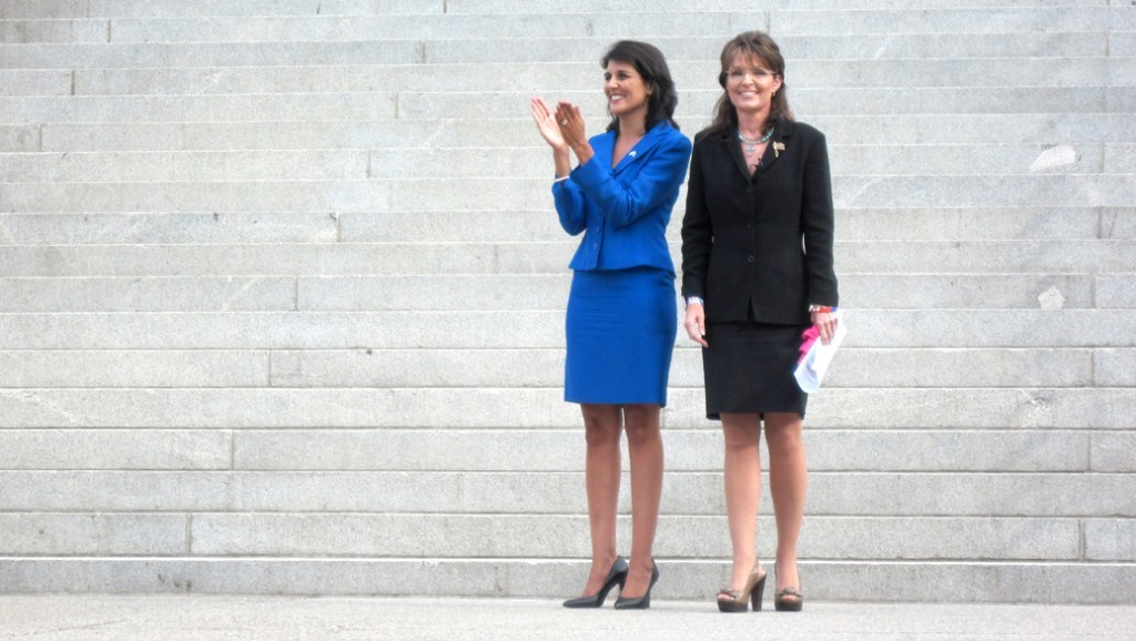 Haley back in 2010, with Sarah Palin