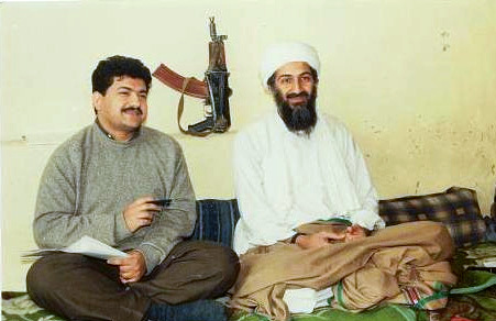 Bin Laden in 1997, being interviewed by a Pakistani journalist.