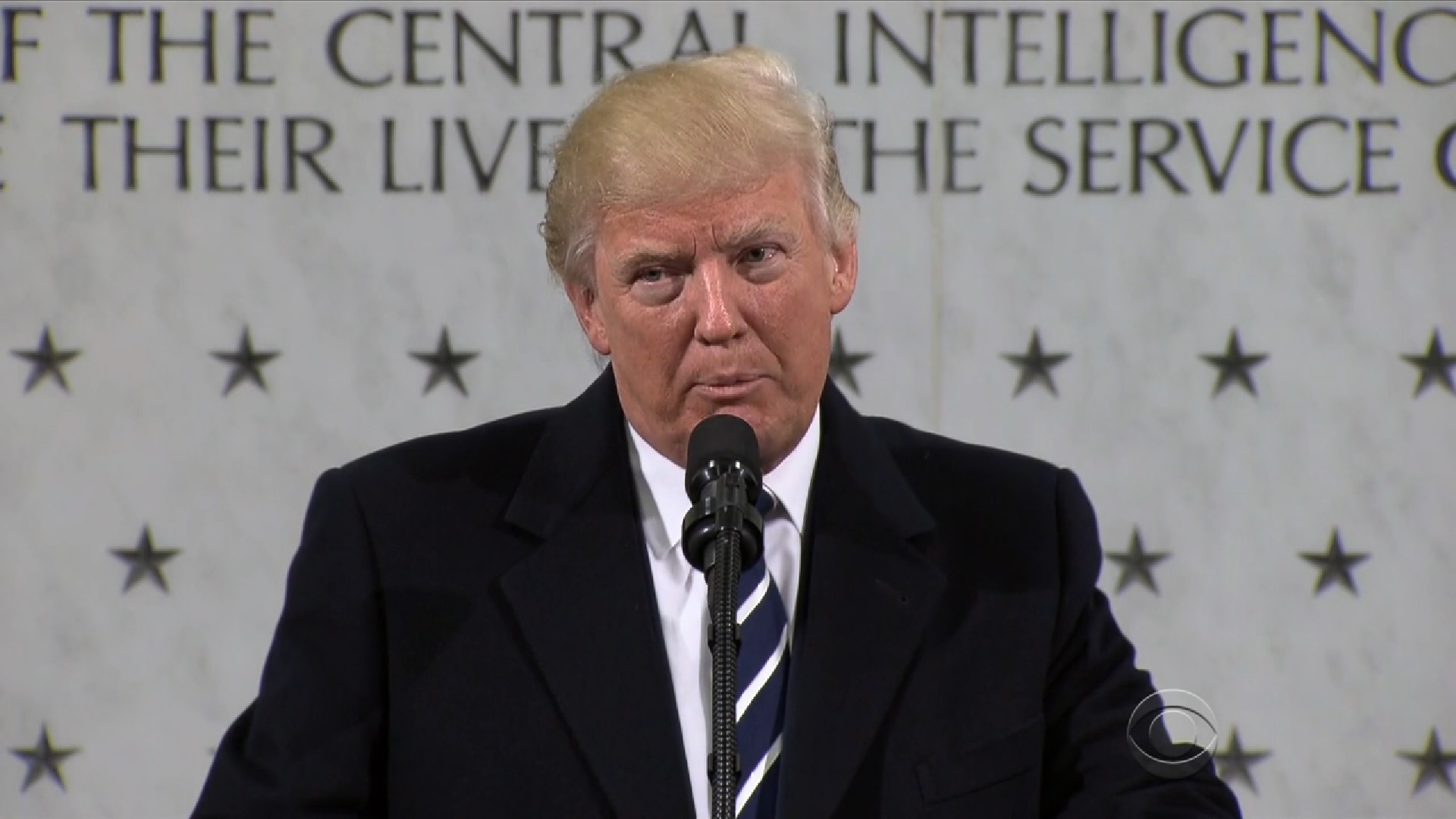Trump preening in front of Langley's Holy of Holies.