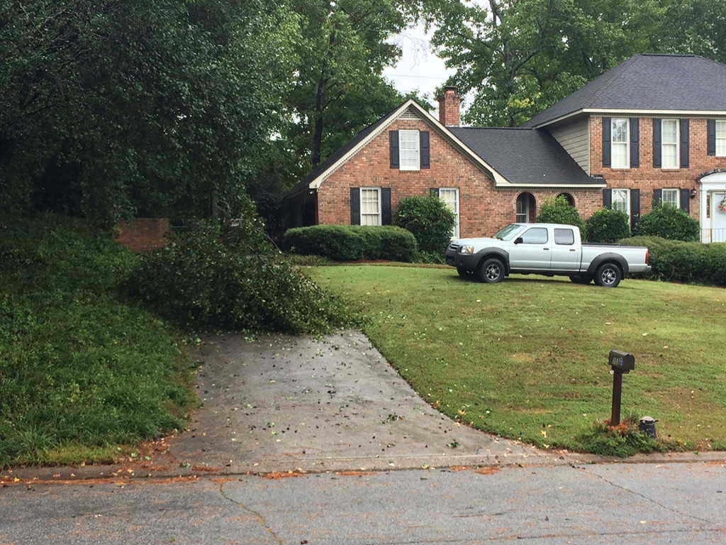 Part of a tree has fallen across my neighbor's driveway. That's all I've seen, I'm happy to say.