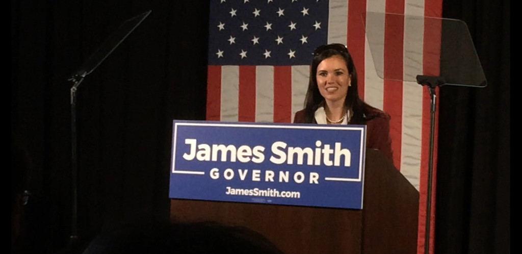 Rep. Norrell at Smith announcement last month.