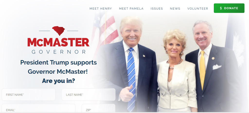 Speaking of "intellectually-bankrupt campaign materials," this is the first thing you see at the McMaster for Governor site.