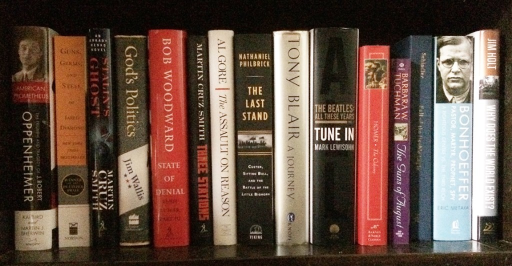 Some of my many unread books.