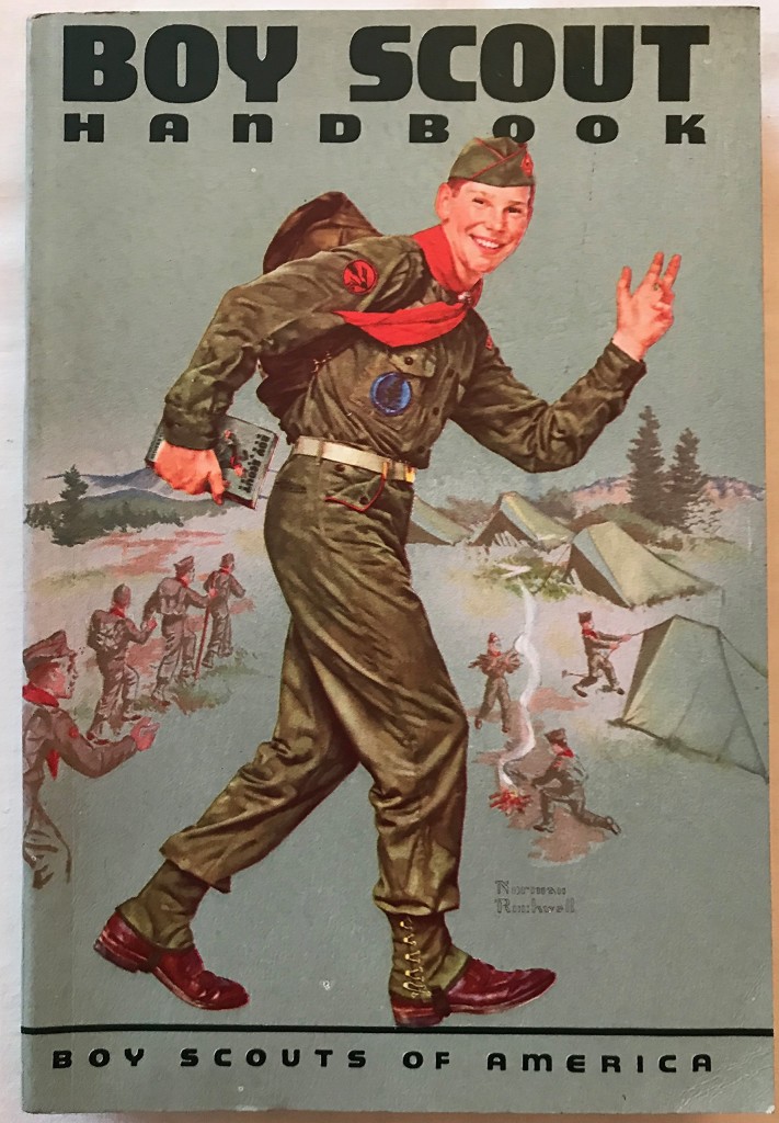 The cover of the 1960 Boy Scout Handbook, when no one doubted that we could grow to be trustworthy, loyal, brave, clean, reverent and the rest.