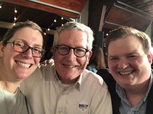 Smith campaign alumni Ashley Medbery Floyd, me, and Noah Barker at a Biden event on Feb. 11.