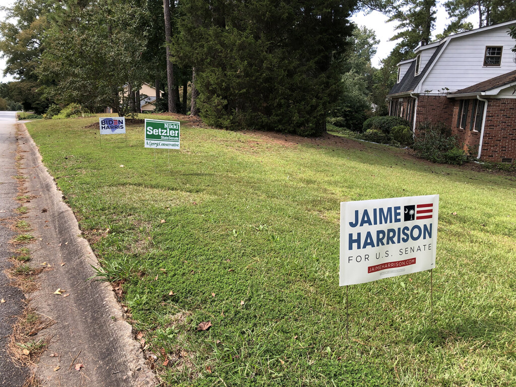 One of my new Bidens is in the distance. I also now have a Nikki Setzler sign.