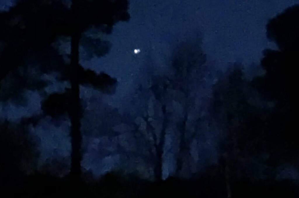 This was the best I could do with my phone tonight. That's Jupiter on the left, Saturn crowding it on the right.