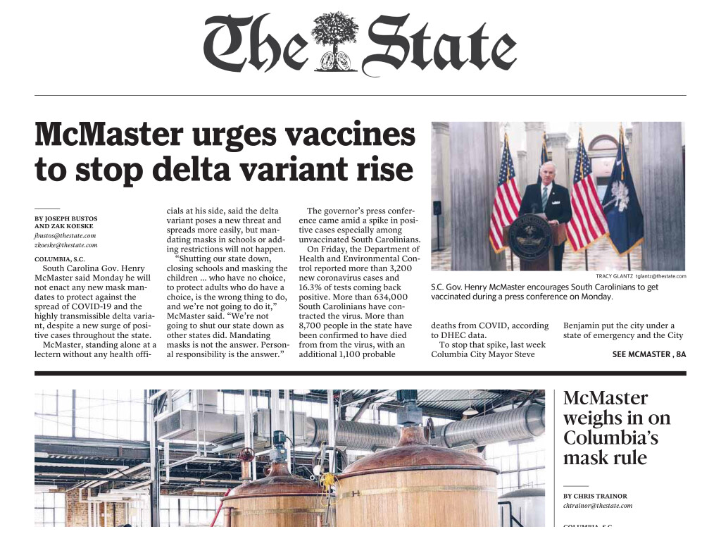 Oh, look -- Henry's "urging" vaccines! But read the actual story. The news is that he's NOT mandating masks, and he's only URGING vaccines....